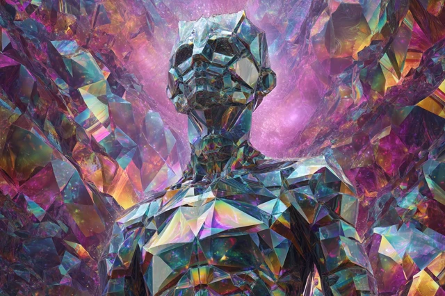 Fractal Glass Being in Alien World Artwork