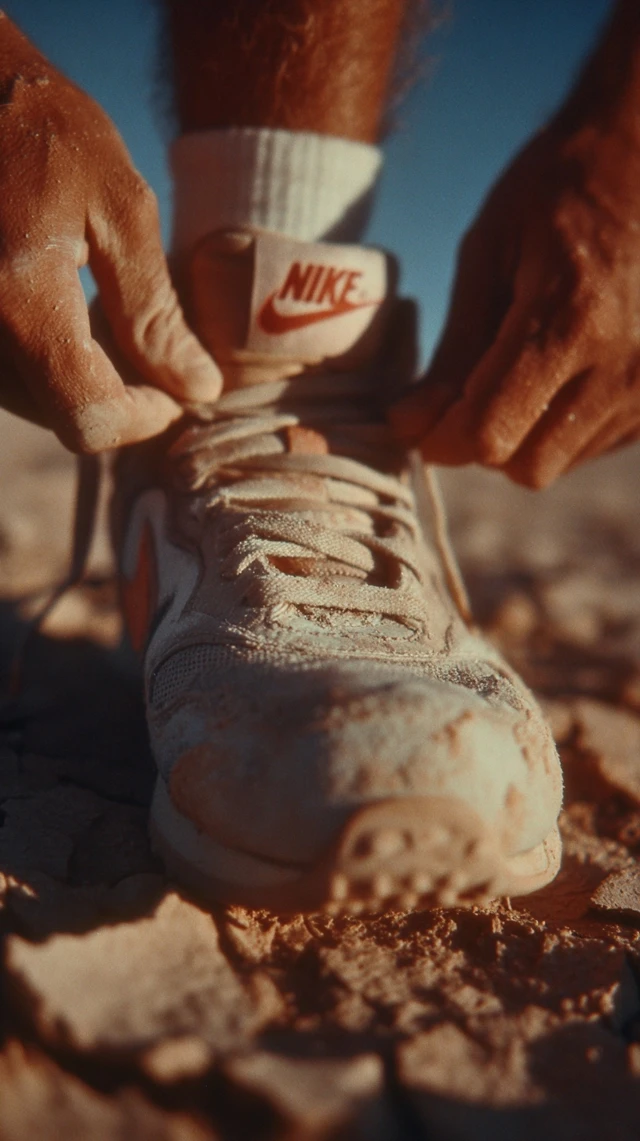 Nike Sneakers Tied in Desert Athletic Preparation
