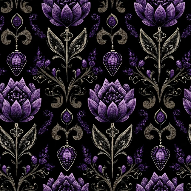Gothic Floral Pattern Spooky Night Flowers