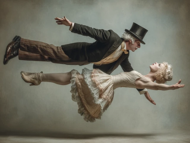 Vintage Circus Magician Levitating Act