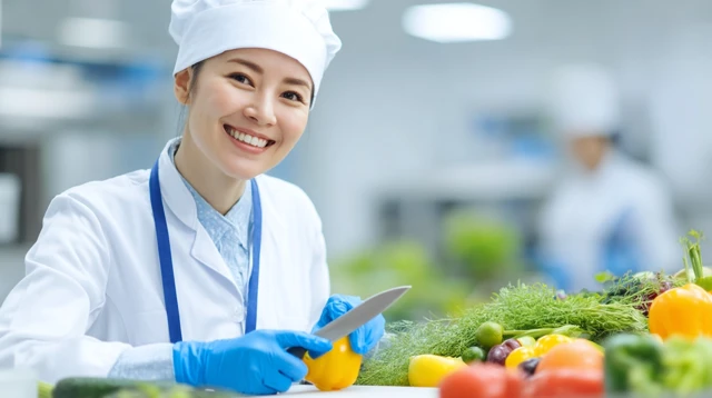 Scientist in Lab: Analyzing Fruit and Veggies