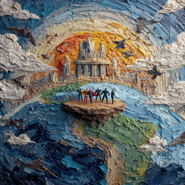 Justice League Watchtower Impasto Painting
