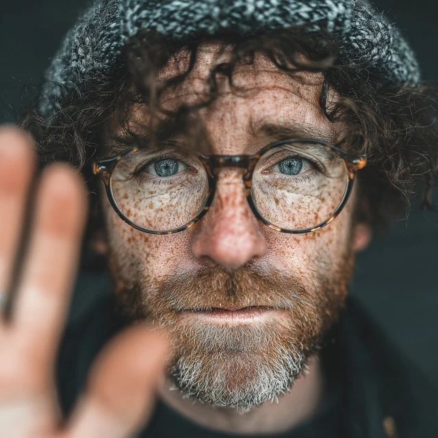 Man Waving Close Up Portrait Photography