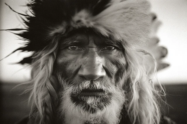 Apache Warrior Black and White Portrait Documentary Photo