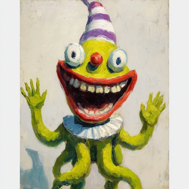 Anthropomorphic Octopus Clown Painting