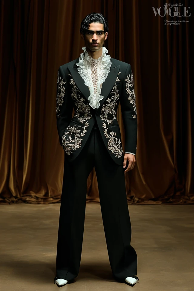 Elegant Mens Fashion Baroque Inspired Couture Suit Vogue