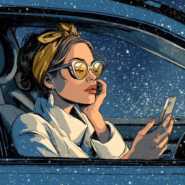 Fashionable Woman In Car Blaming Mercury Retrograde