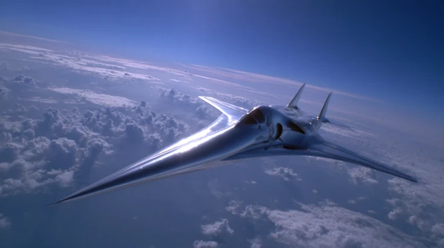 Futuristic Aircraft Soaring Above the Clouds