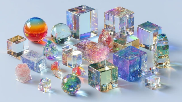 Minimal Glass Objects Spheres Cubes Abstract Shapes