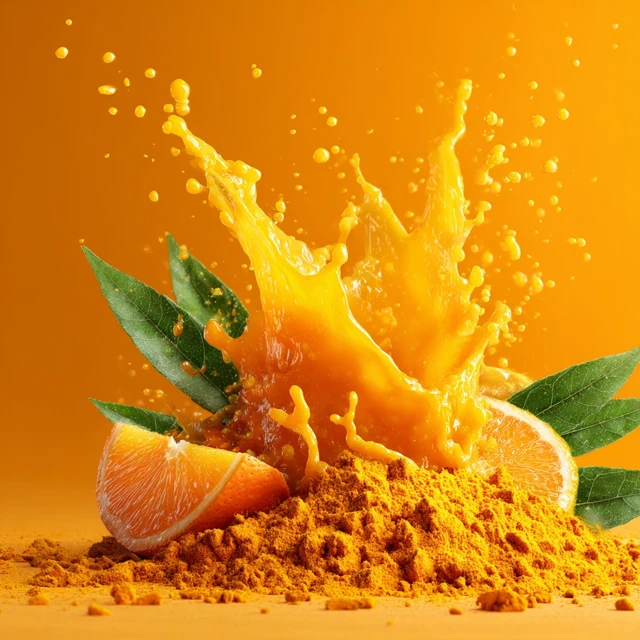 Orange Splashing Juice and Turmeric Photography