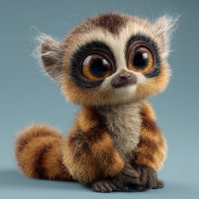 Cute Magical Lemur Creature with Big Eyes
