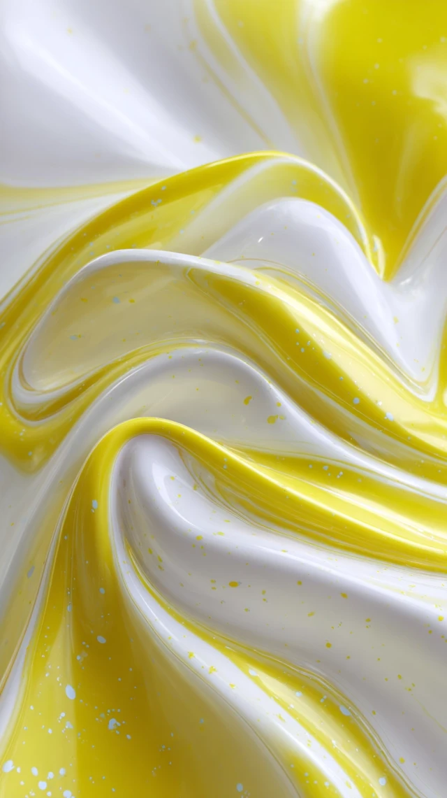 Abstract Liquid Metal Art in Yellow and White