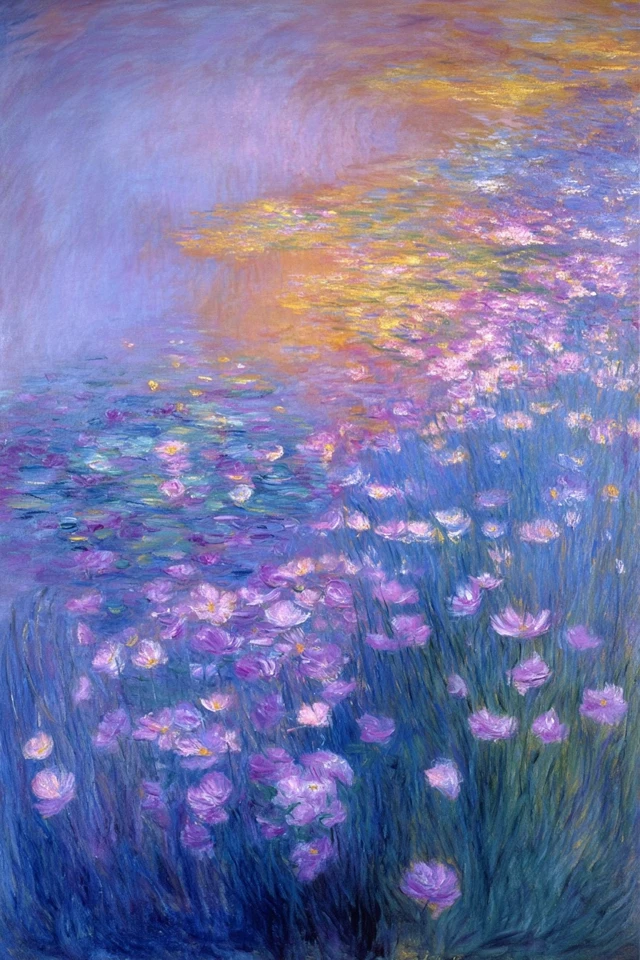 Purple Flower Field Oil Painting