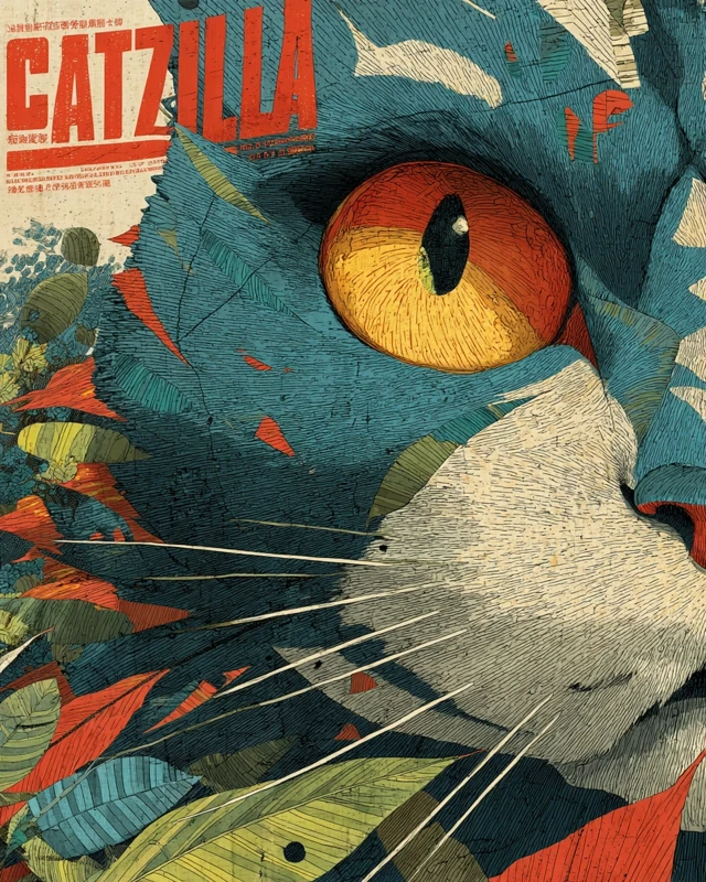 Catzilla: Vintage Retro Monster Poster