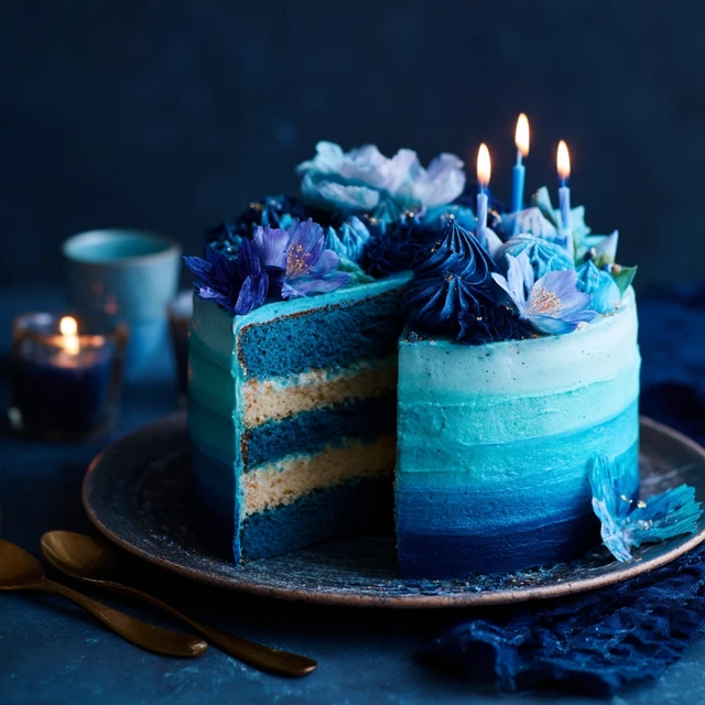 Birthday Cake with Blue Icing For a Man