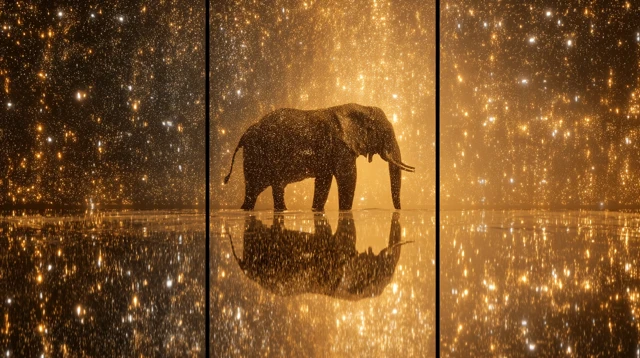Dreamscape Elephant with Stars: Surreal Photography