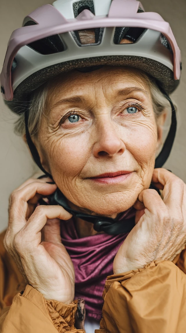 Senior Woman with Helmet Biking Portrait