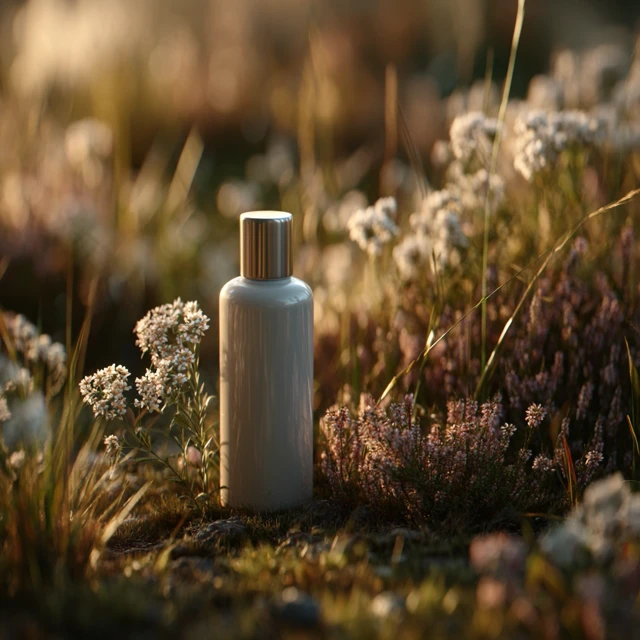 Natural Shampoo Bottle in Meadow Golden Hour