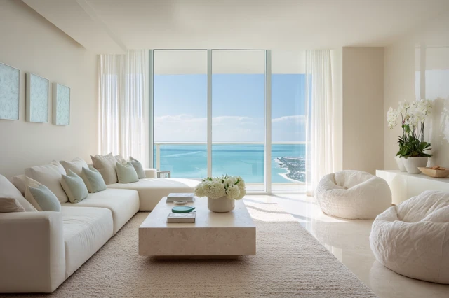 Miami Condo Ocean View Living Room Designer Interior