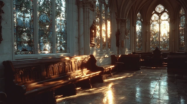 Stained Glass Window Light in Church