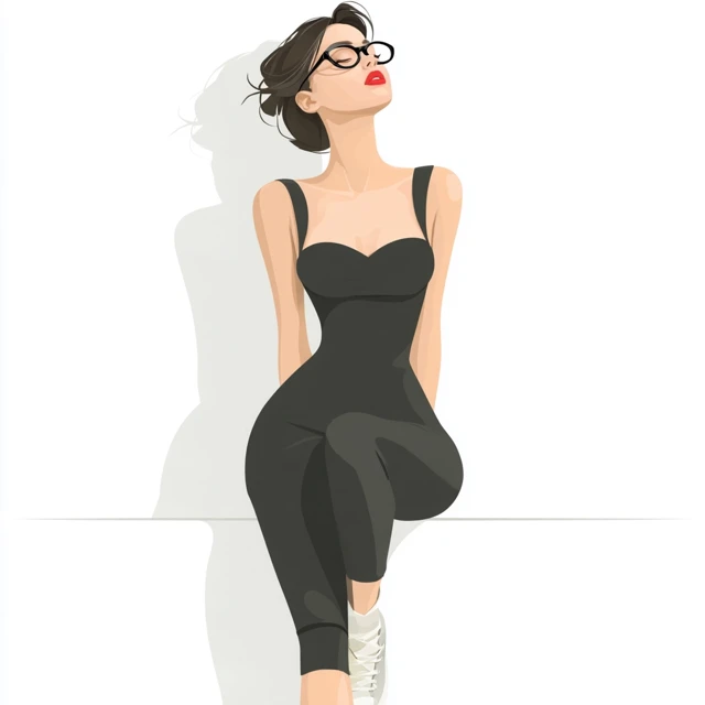 Minimalist Illustration of a Woman in Tight-Fitting Outfit