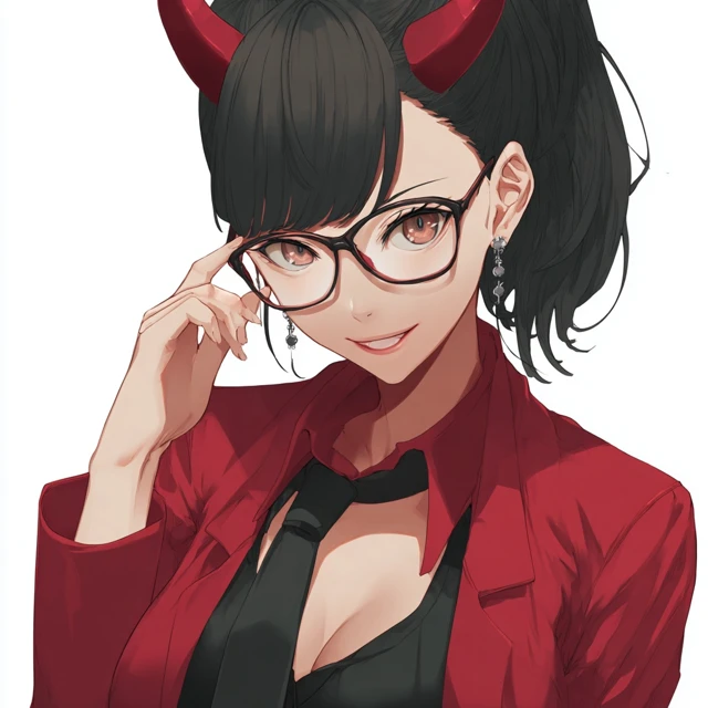 Anime Demon Accountant Smiling With Glasses