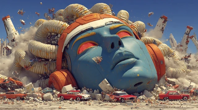 Colossal Medusa Robot Destroys Futuristic City