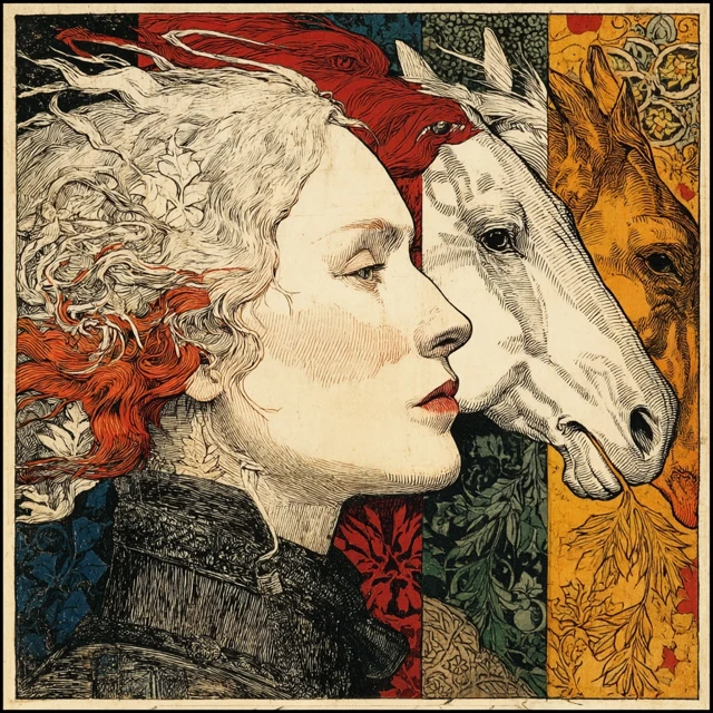 Equestrian Woman with Horses - Holiday Art