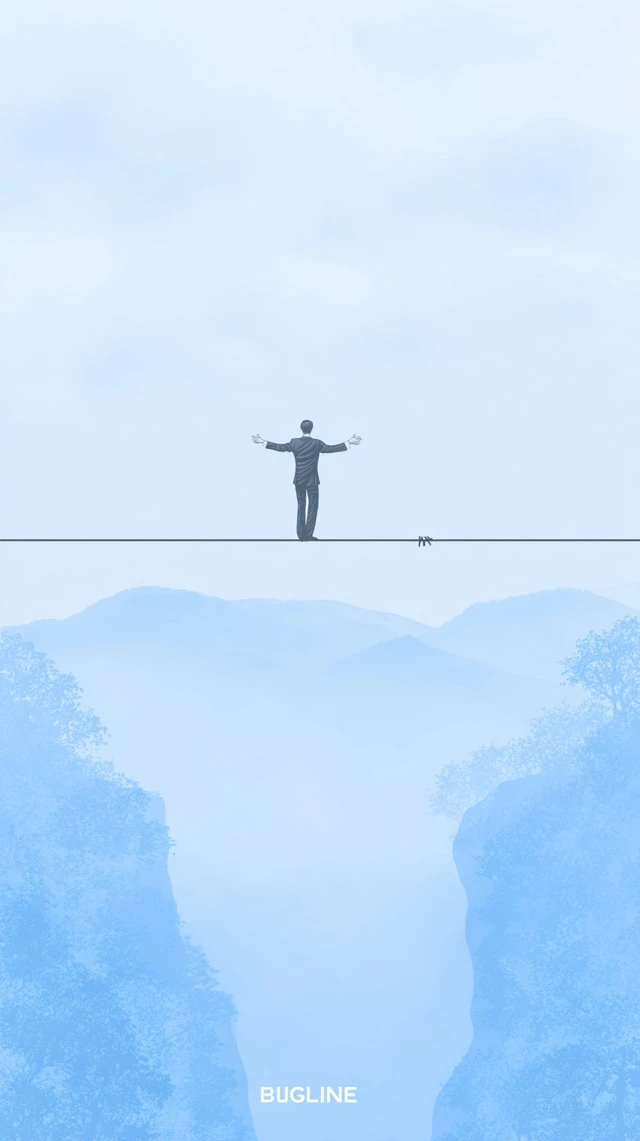 Economic Balance Tightrope Walk Illustration