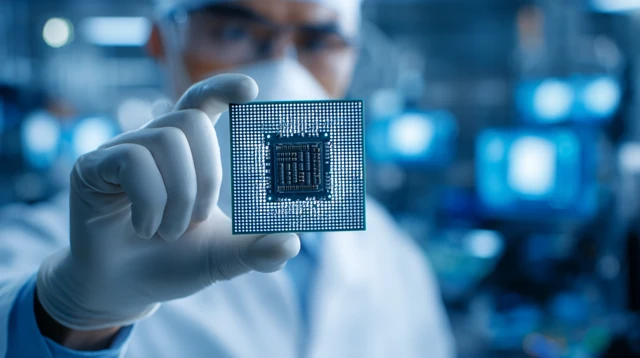 Engineer Holding CPU Chip Technology