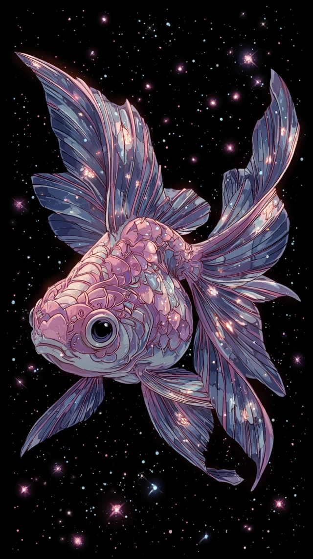 Fish in Space Cosmic Illustration Art