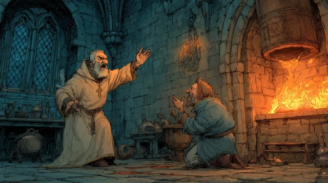 Medieval Priest Confrontation Cartoon Illustration