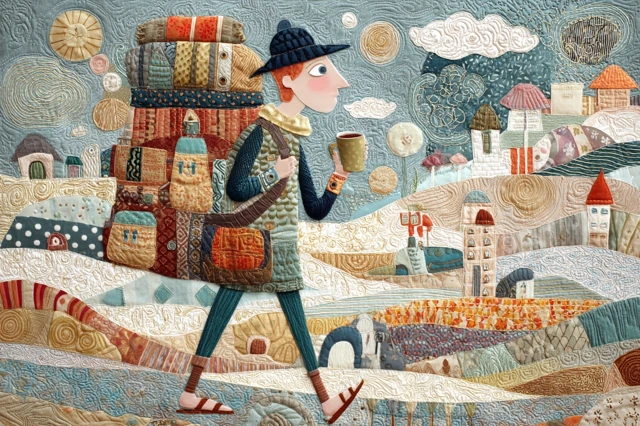 Camino De Santiago Folk Art Pilgrimage Illustration