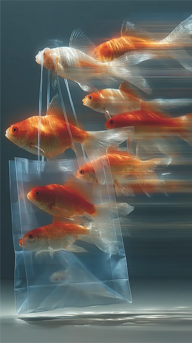 Floating Goldfish in Shopping Bag - Surreal Art