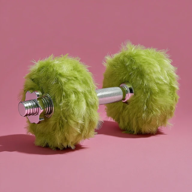Feather Dumbbell Neon Green Background Fitness