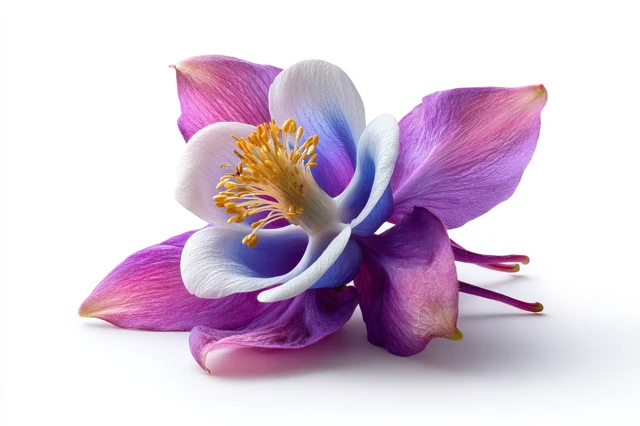Photorealistic Columbine Flower on White Background