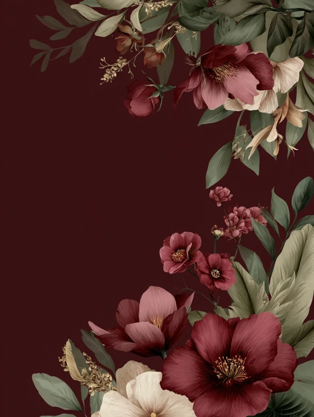 Elegant Wedding Invitation Flowers and Leaves