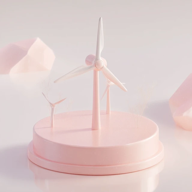 3D Wind Turbine Icon Pastel Minimal Design
