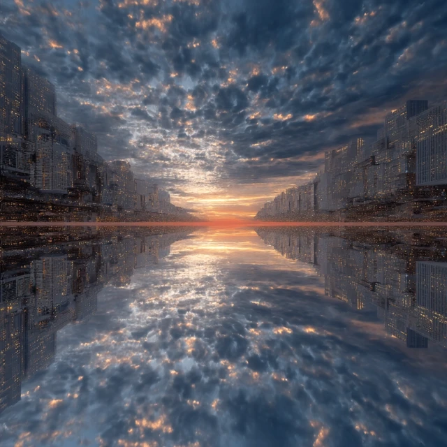 Sky Reflection in Mirror Illusion