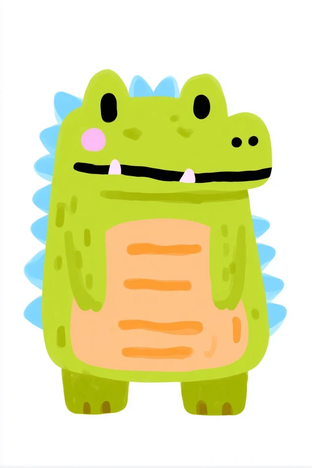 Cute Green Crocodile Vector Illustration