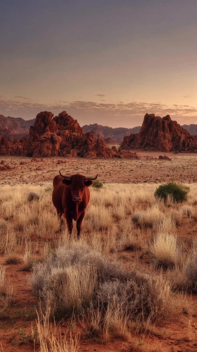 Lone Cow in the Colorado Desert Landscape