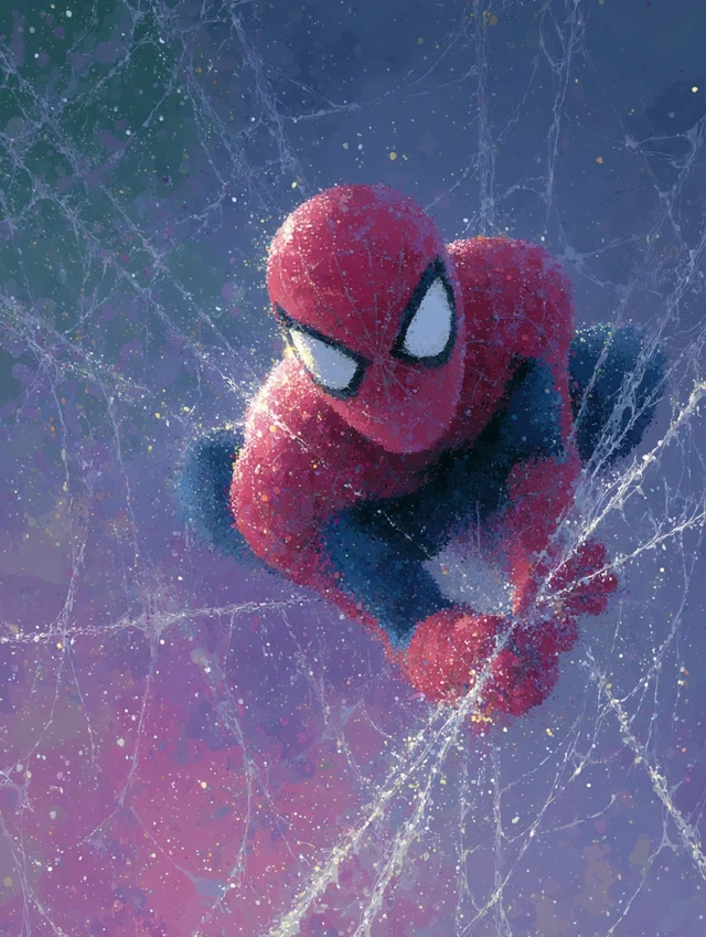Spider Man Bound in Web 3D Art