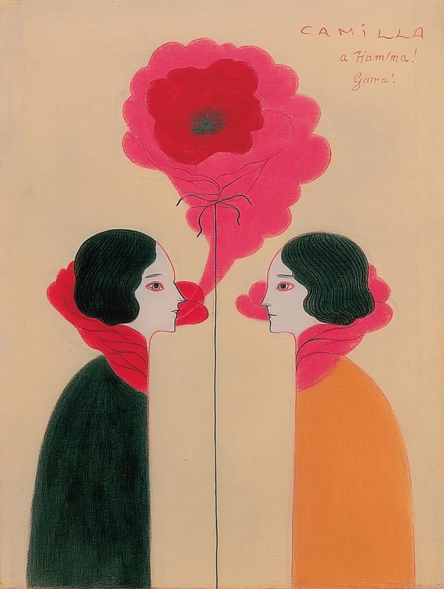 Flowers with Human Heads Talking Oil Painting