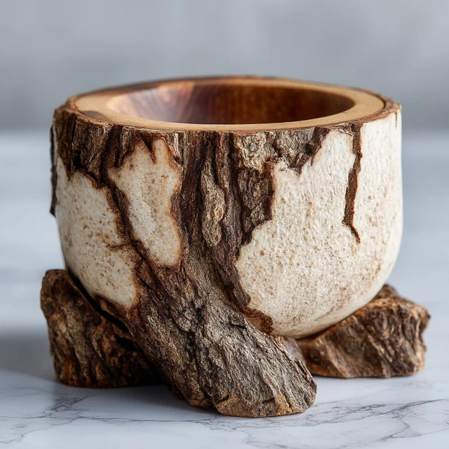 Wooden Bowl Holder Tree Stump Design