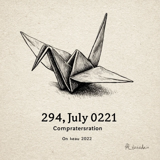Origami Crane Ink Sketch Minimalist Art