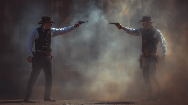 Western Duel Two Gunslingers in Tombstone Arizona