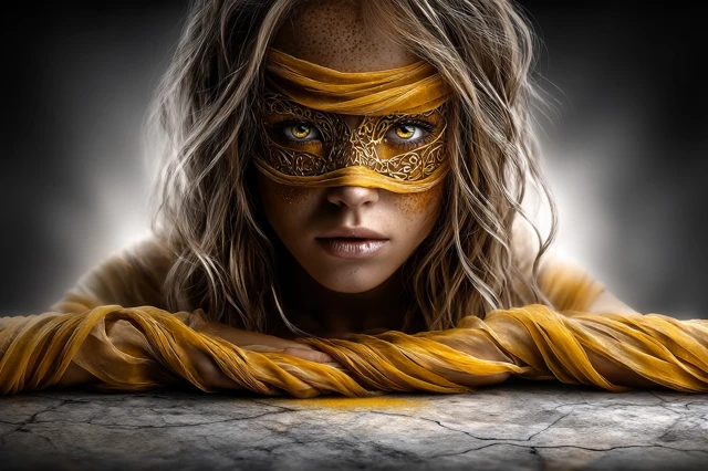 Serene Woman Golden Fabric