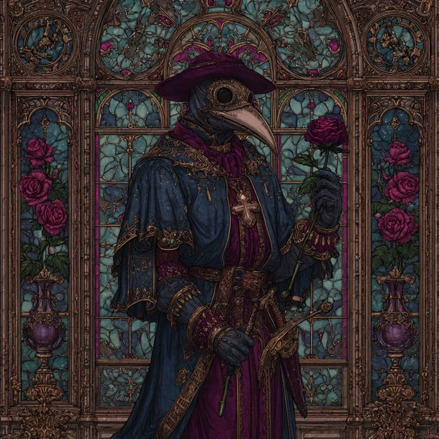 Plague Doctor Stained Glass Artwork Gothic