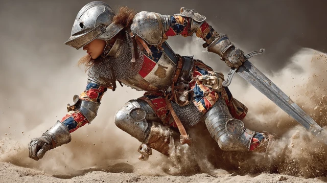 Female Landsknecht Warrior in Battle