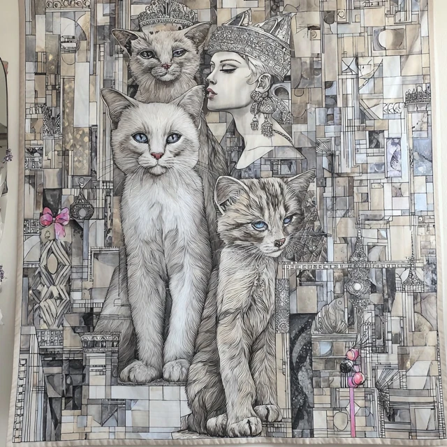 Tiger Art in the Style of Schiele Klee Klimt